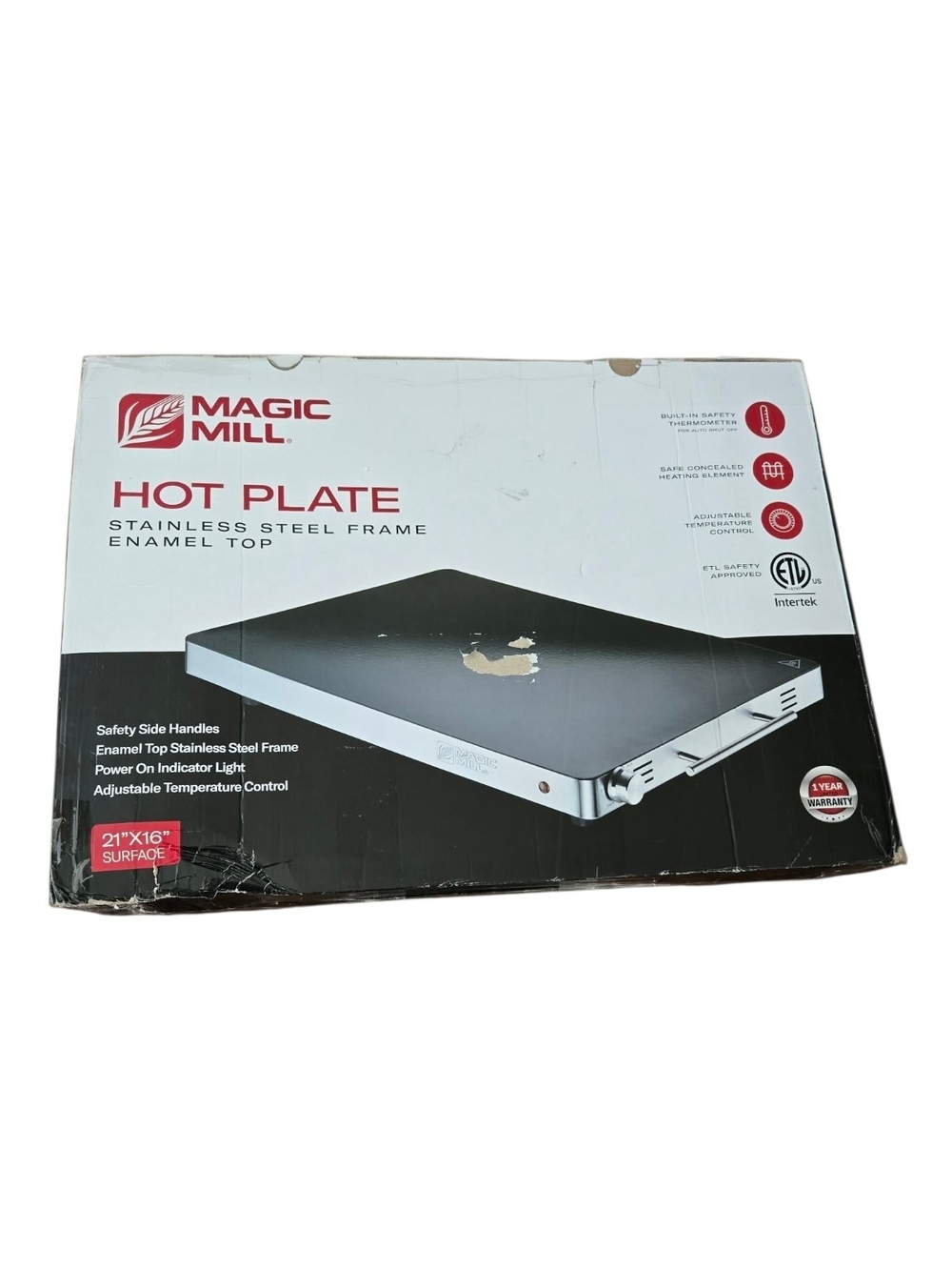 Magic Mill Hot Plate 21x16 - Works Great - Dented Corner - Model MHPE905